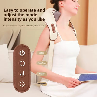 U-Shape Electric Neck and Shoulder Shiatsu Massager - USB Rechargeable for Ultimate Relaxation