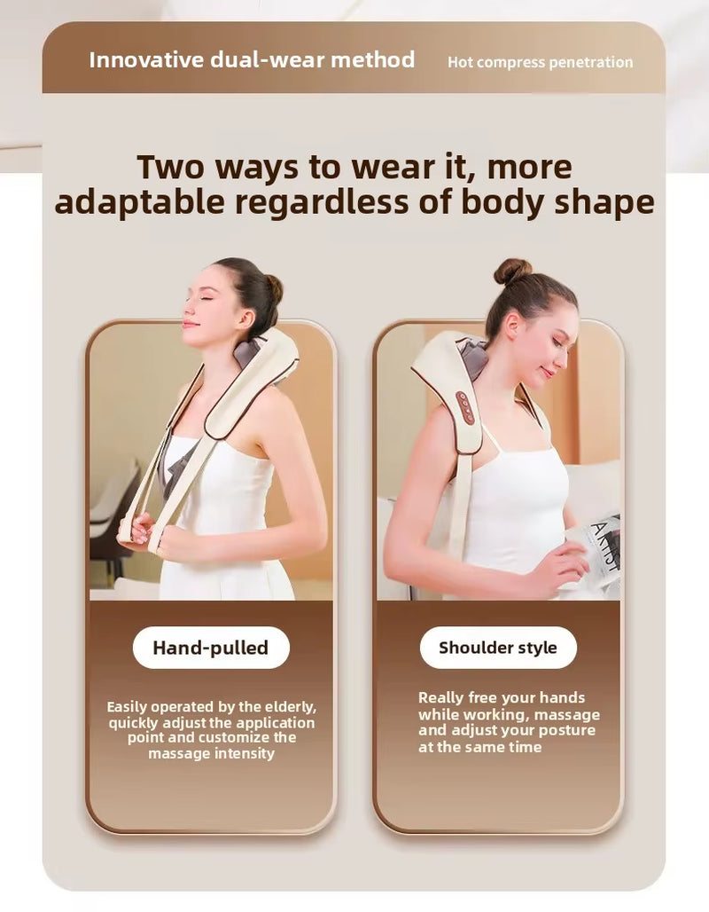 U-Shape Electric Neck and Shoulder Shiatsu Massager - USB Rechargeable for Ultimate Relaxation