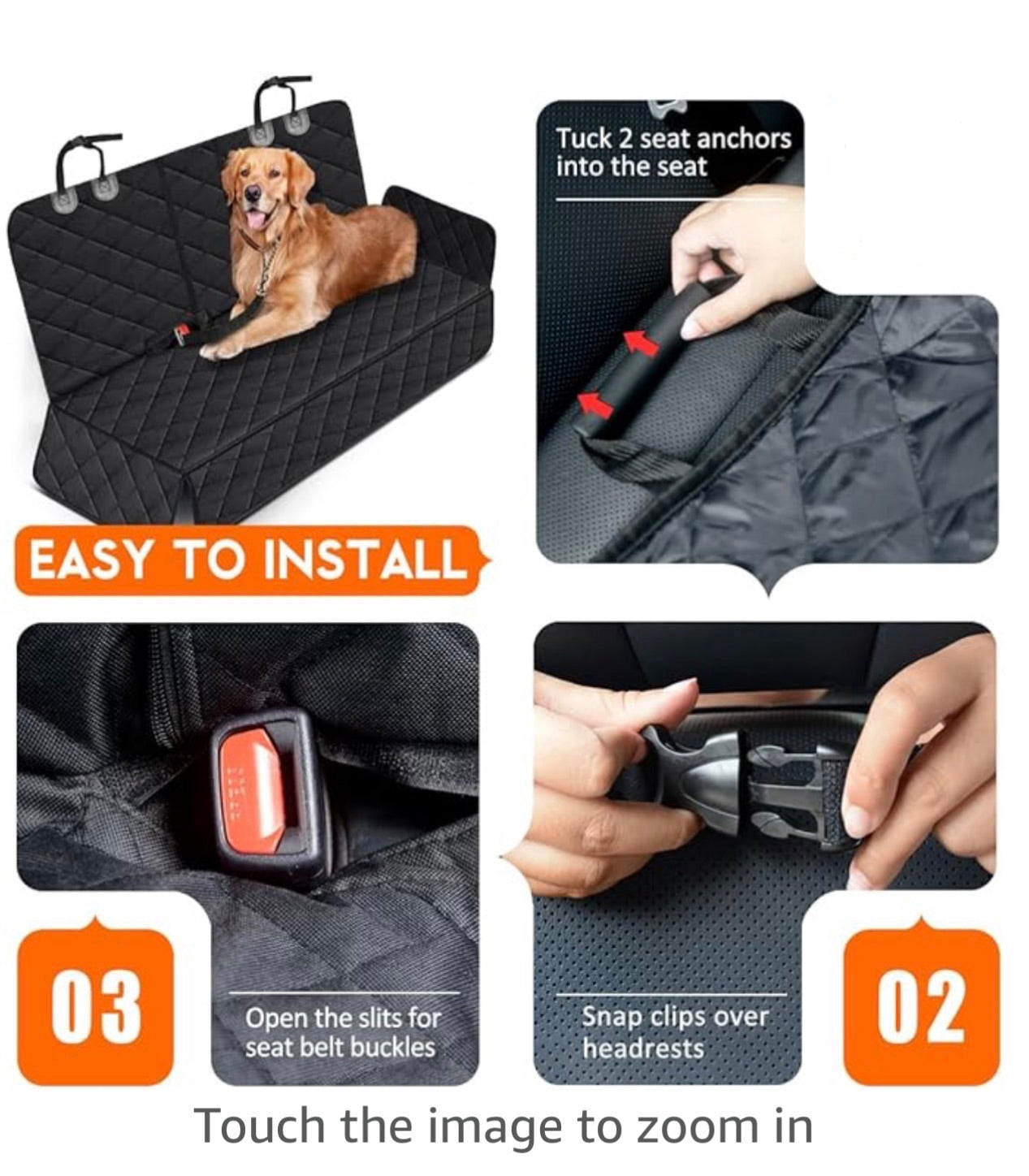 Waterproof Non-Slip Dog Car Seat Cover – Premium Back Seat Protector with Armrest Access for Cars, Trucks & SUVs (Black)